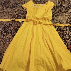 Yellow Muadress Polka Dot Women Dress